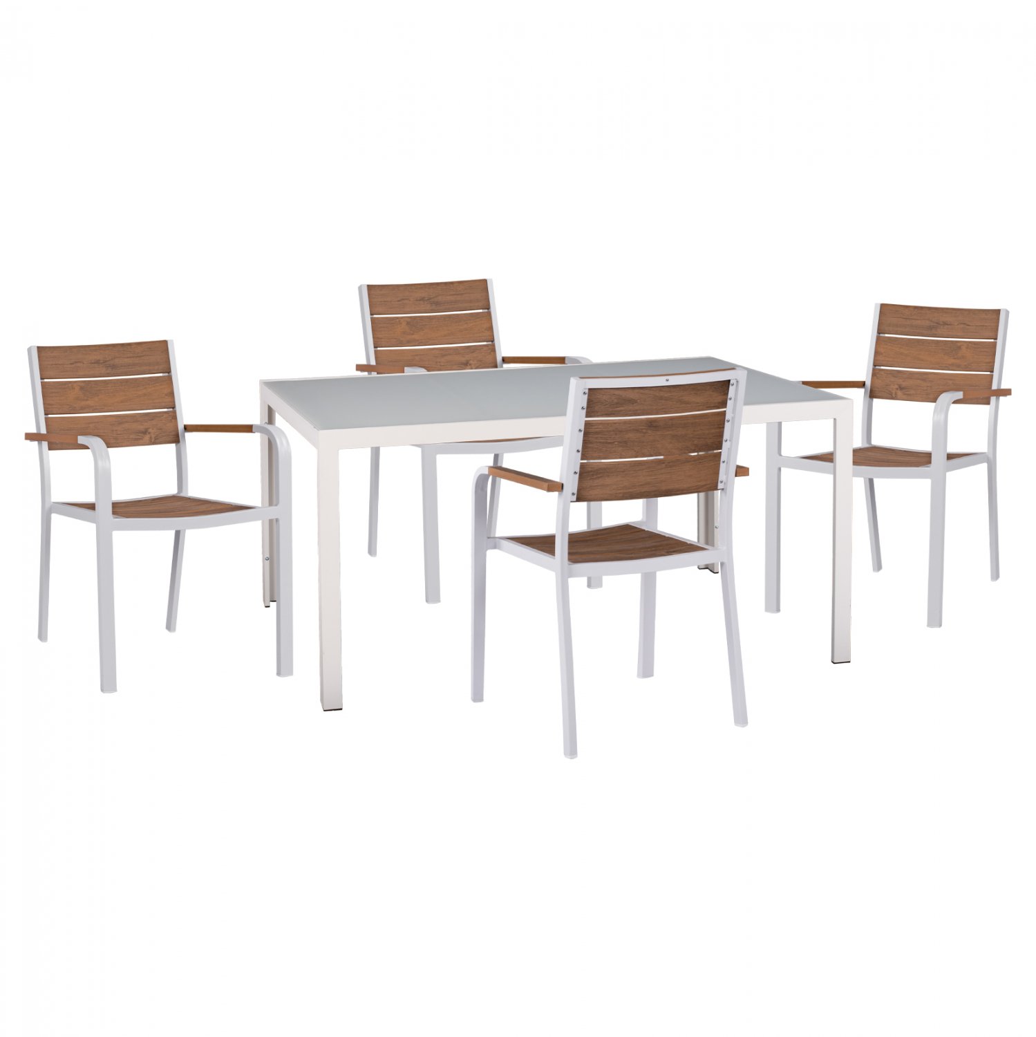 set-trapezarias-5tmch-trap-150ch90-pol-n ΣΕΤ ΤΡΑΠΕΖΑΡΙΑΣ 5ΤΜΧ ΤΡΑΠ. 150Χ90 & ΠΟΛ/ΝΕΣ ΑΛΟΥΜΙΝΙΟΥ ΜΕ POLYWOOD ΛΕΥΚΕΣ HM11706.01 - Image 1