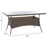 ΣΕΤ ΤΡΑΠΕΖΑΡΙΑΣ 5ΤΜΧ ΤΡΑΠ. 150Χ90 & ΠΟΛΥΘΡΟΝΕΣ WICKER RATTAN ΓΚΡΙ HM11713.01 - Image 2