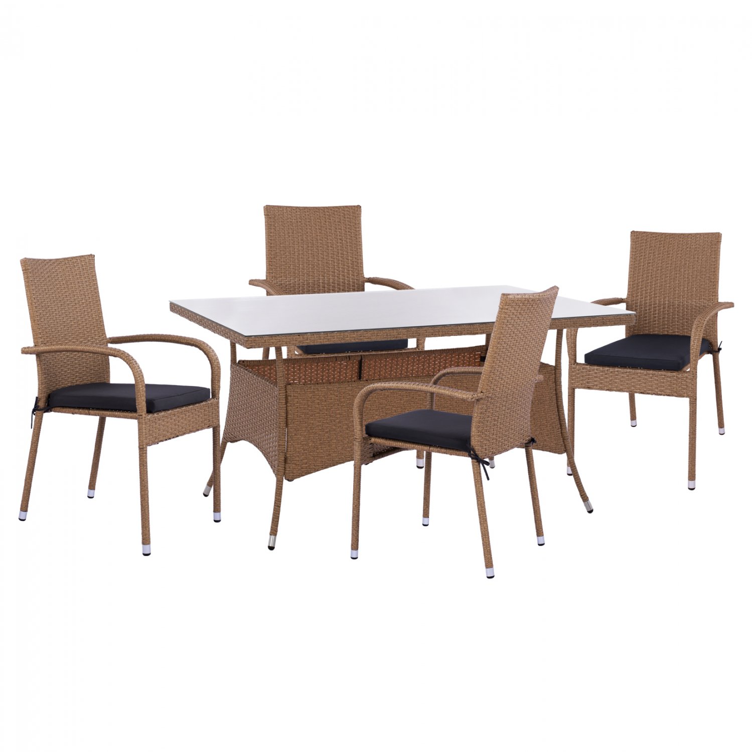 set-trapezarias-5tmch-trap-150ch90-polyt ΣΕΤ ΤΡΑΠΕΖΑΡΙΑΣ 5ΤΜΧ ΤΡΑΠ. 150Χ90 & ΠΟΛΥΘΡΟΝΕΣ WICKER RATTAN ΜΠΕΖ ΚΑΦΕ HM11713.02 - Image 1