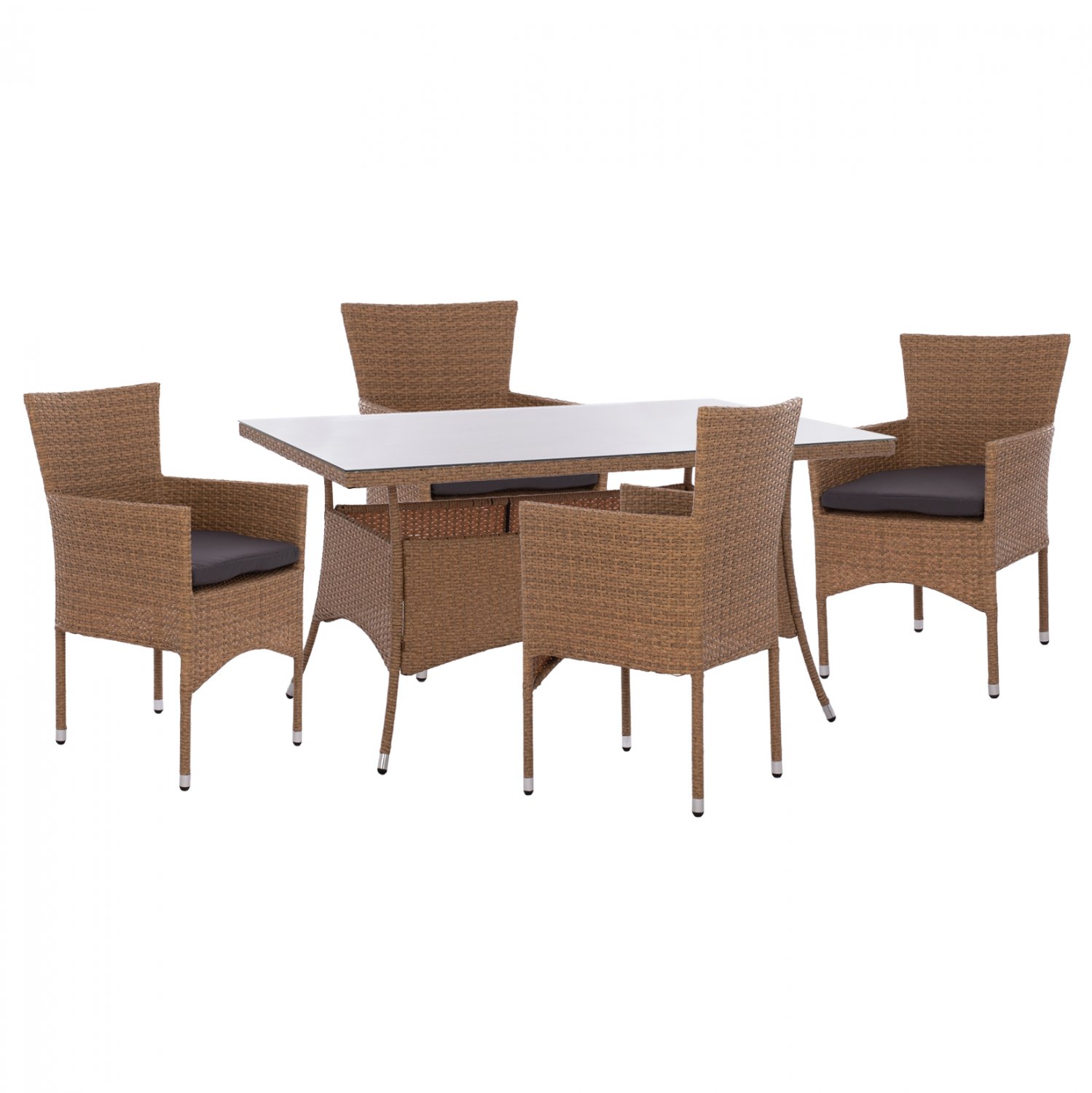 set-trapezarias-5tmch-trap-150ch90-polyt ΣΕΤ ΤΡΑΠΕΖΑΡΙΑΣ 5ΤΜΧ ΤΡΑΠ. 150Χ90 & ΠΟΛΥΘΡΟΝΕΣ WICKER RATTAN ΜΠΕΖ ΚΑΦΕ HM11714.02 - Image 1