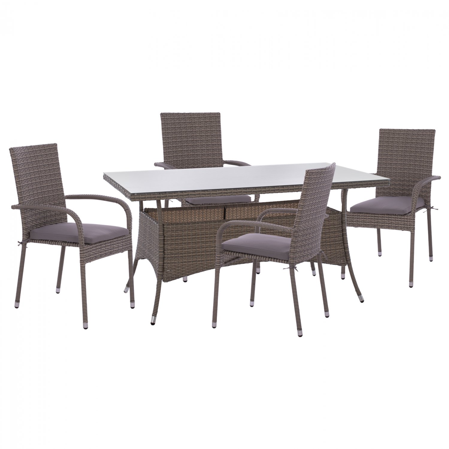 set-trapezarias-5tmch-trap-150ch90-polyt ΣΕΤ ΤΡΑΠΕΖΑΡΙΑΣ 5ΤΜΧ ΤΡΑΠ. 150Χ90 & ΠΟΛΥΘΡΟΝΕΣ WICKER RATTAN ΓΚΡΙ HM11713.01 - Image 1