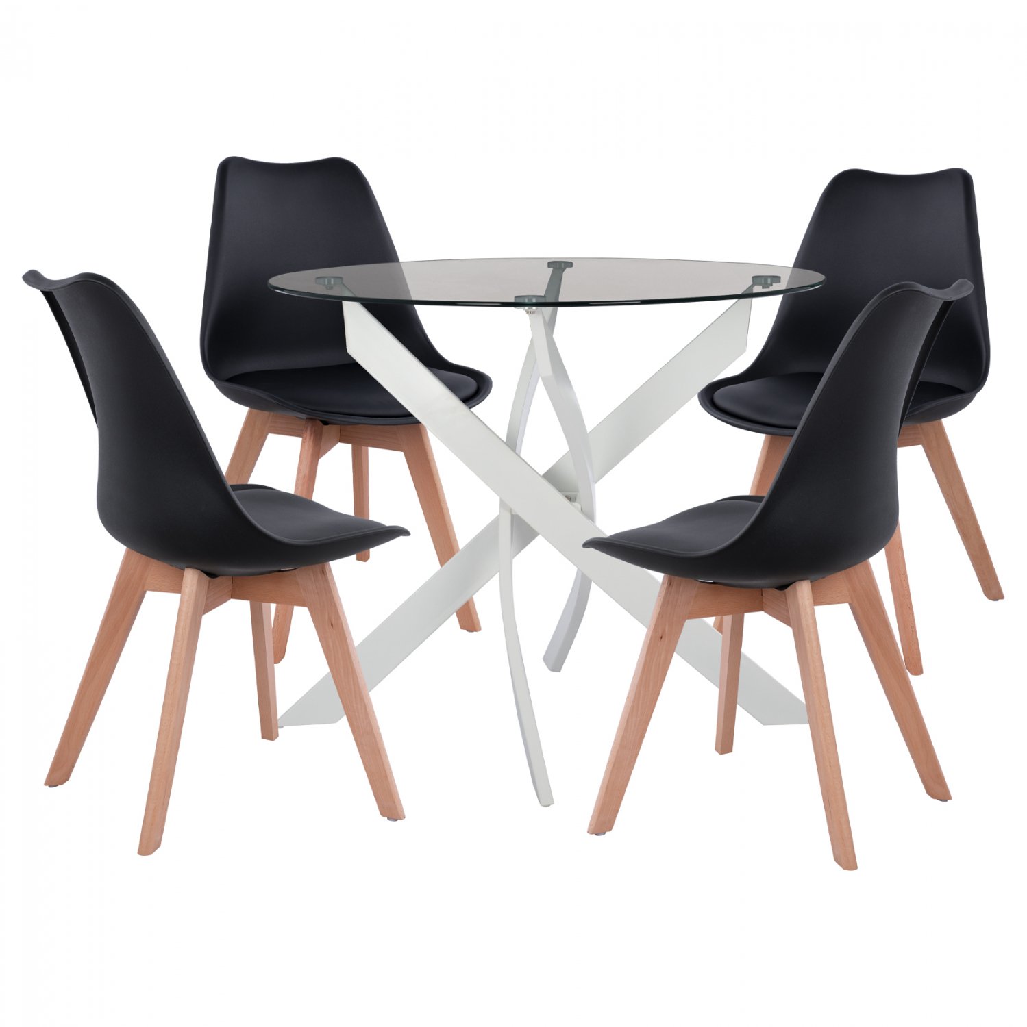 set-trapezarias-5tmch-trapezi-f90x74-4-k ΣΕΤ ΤΡΑΠΕΖΑΡΙΑΣ 5ΤΜΧ ΤΡΑΠΕΖΙ Φ90X74 & 4 ΚΑΡΕΚΛΕΣ VEGAS ΜΑΥΡΕΣ HM11694.02 - Image 1