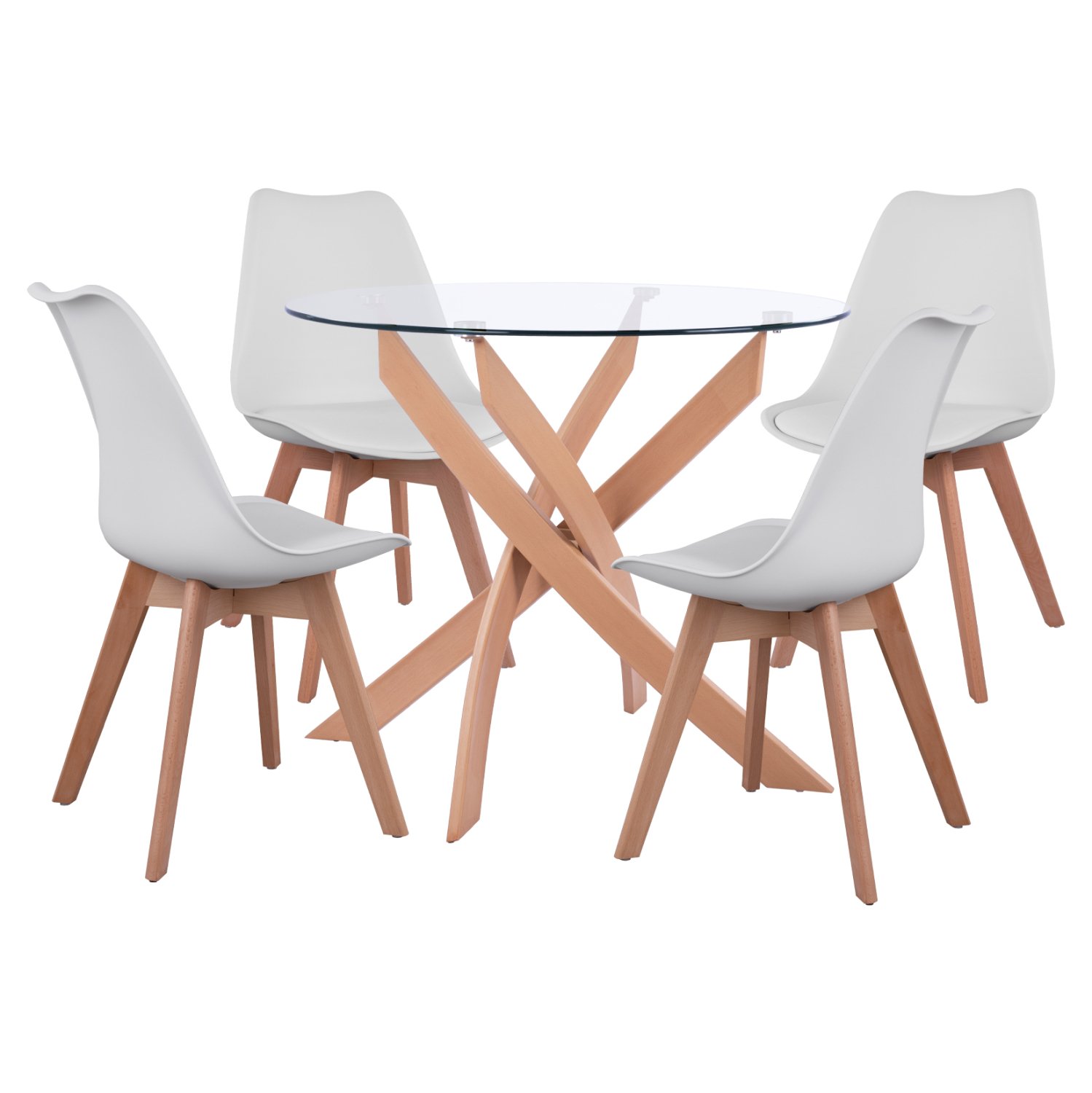 set-trapezarias-5tmch-trapezi-f90x74-4-k ΣΕΤ ΤΡΑΠΕΖΑΡΙΑΣ 5ΤΜΧ ΤΡΑΠΕΖΙ Φ90X74 & 4 ΚΑΡΕΚΛΕΣ VEGAS ΛΕΥΚΕΣ HM11693.01 - Image 1