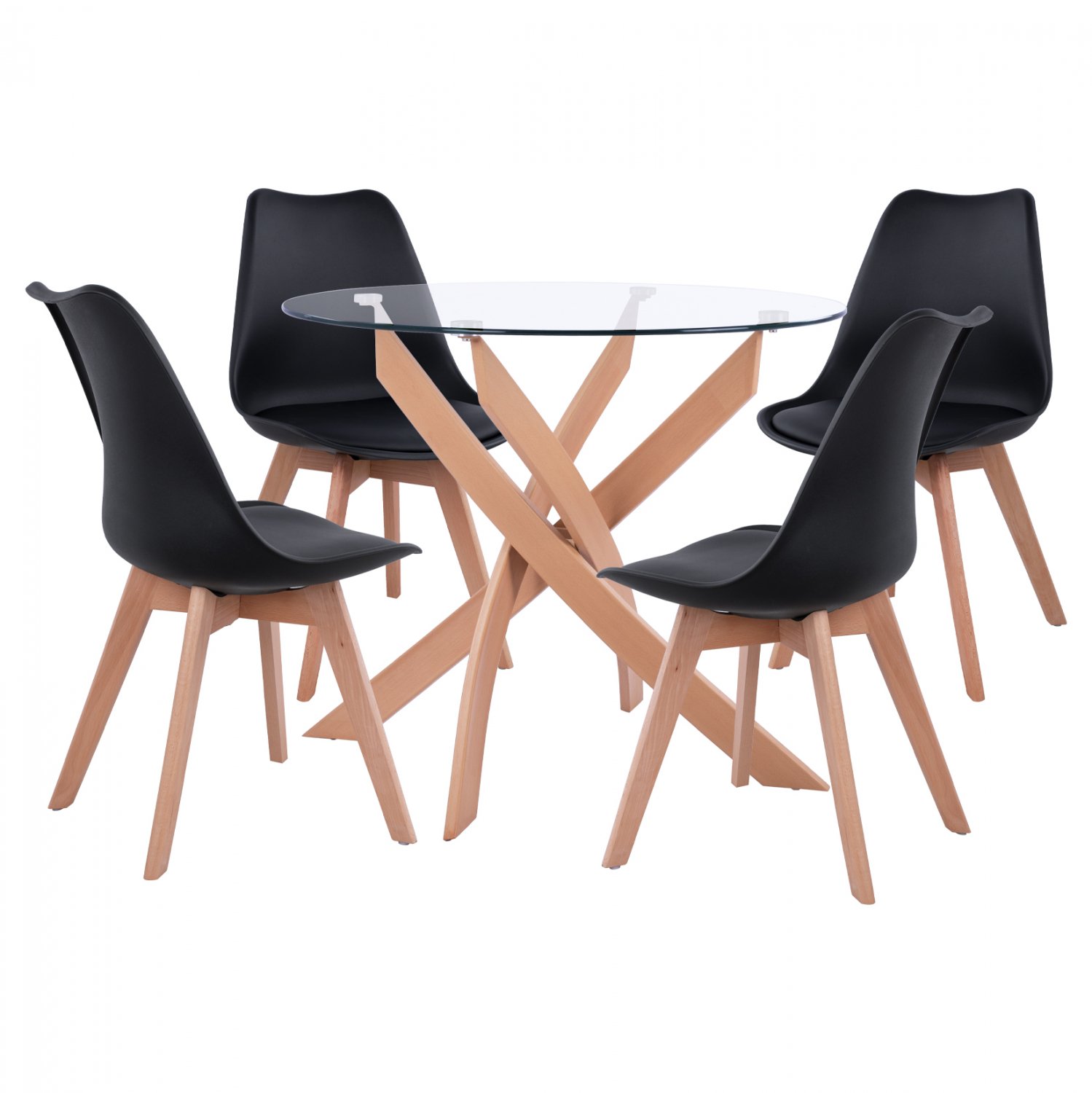 set-trapezarias-5tmch-trapezi-f90x74-4-k ΣΕΤ ΤΡΑΠΕΖΑΡΙΑΣ 5ΤΜΧ ΤΡΑΠΕΖΙ Φ90X74 & 4 ΚΑΡΕΚΛΕΣ VEGAS ΜΑΥΡΕΣ HM11693.02 - Image 1