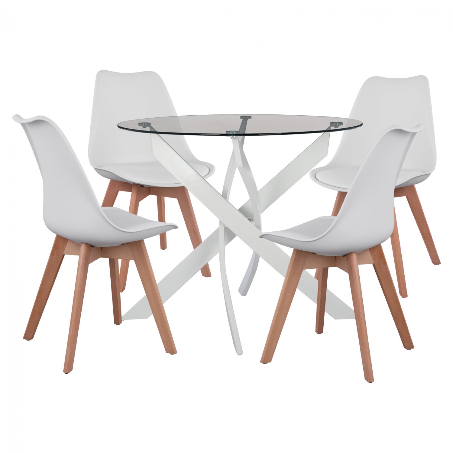 set-trapezarias-5tmch-trapezi-f90x74-4-k ΣΕΤ ΤΡΑΠΕΖΑΡΙΑΣ 5ΤΜΧ ΤΡΑΠΕΖΙ Φ90X74 & 4 ΚΑΡΕΚΛΕΣ VEGAS ΛΕΥΚΕΣ HM11694.01 - Image 1