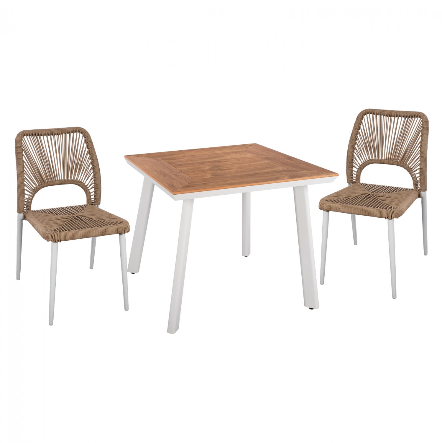 set-trapezarias-aloyminioy-leyki-fb91153 ΣΕΤ ΤΡΑΠΕΖΑΡΙΑΣ 3ΤΜΧ ΤΡΑΠΕΖΙ ΛΕΥΚΟ 80x80 ΚΑΙ ΚΑΡΕΚΛΑ ΜΕ ΣΧΟΙΝΙ HM11536.01 - Image 1