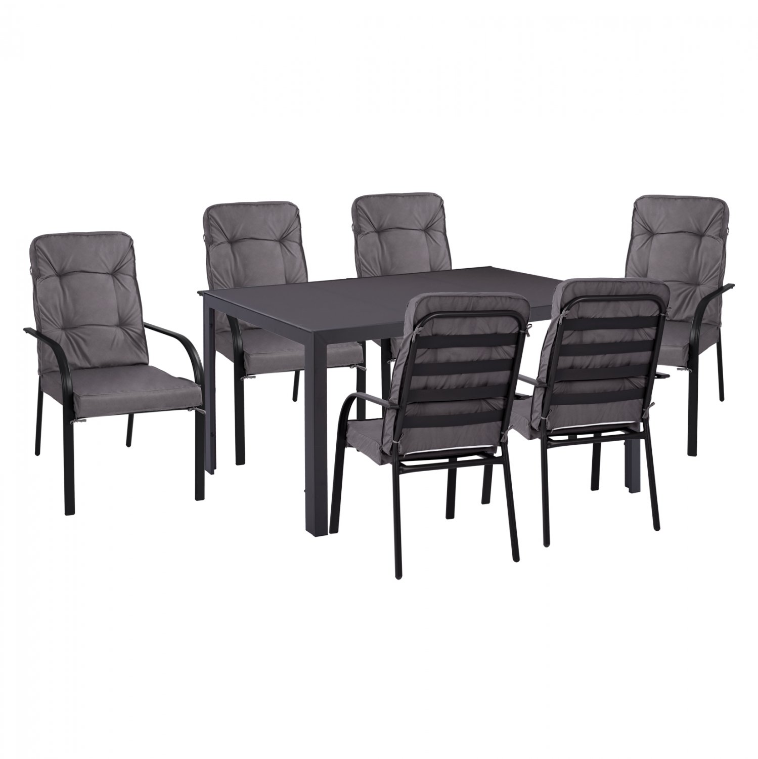 set-trapezarias-metalliki-gkri-fb9115210 ΣΕΤ ΤΡΑΠΕΖΑΡΙΑΣ 7 ΤΜΧ ΤΡΑΠΕΖΙ ΓΚΡΙ 150X90 ΚΑΙ ΠΟΛΥΘΡΟΝΑ ΜΕ ΜΑΞΙΛΑΡΙ ΓΚΡΙ HM11521.01 - Image 1