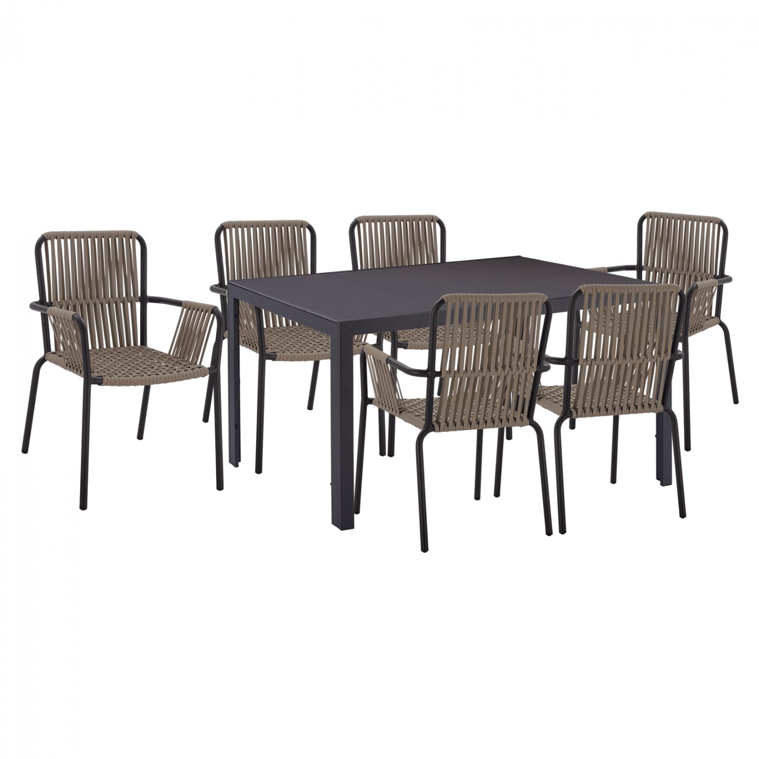 set-trapezarias-orthogonio-fb91152501 ΣΕΤ ΤΡΑΠΕΖΑΡΙΑΣ 7 ΤΜΧ ΤΡΑΠΕΖΙ ΓΚΡΙ 150X90 ΚΑΙ ΠΟΛΥΘΡΟΝΑ ΜΕ ΣΧΟΙΝΙ HM11525.01 - Image 1