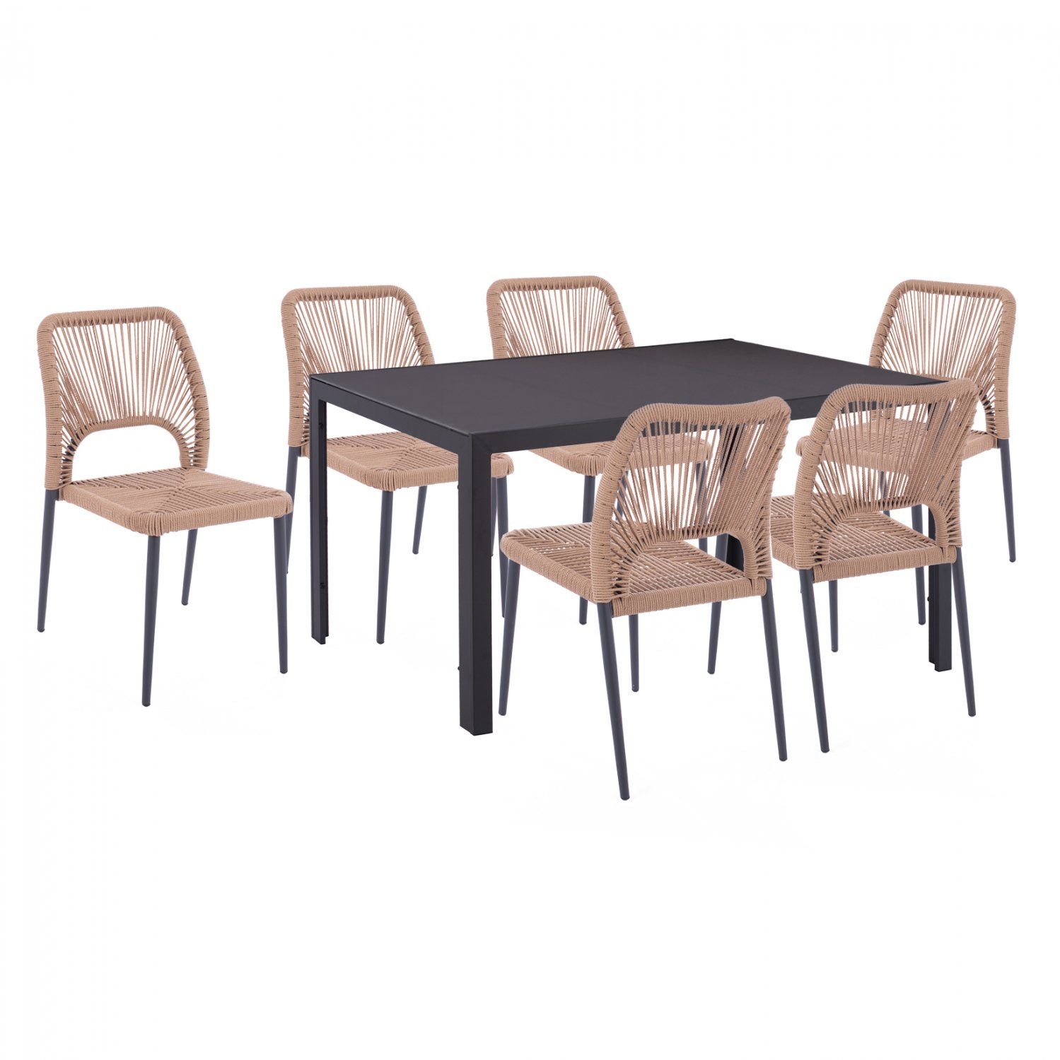 set-trapezarias-orthogonio-se-chroma-gkr ΣΕΤ ΤΡΑΠΕΖΑΡΙΑΣ 7 ΤΜΧ ΤΡΑΠΕΖΙ ΓΚΡΙ 150X90 ΚΑΙ ΚΑΡΕΚΛΑ ΜΕ ΣΧΟΙΝΙ HM11526.01 - Image 1