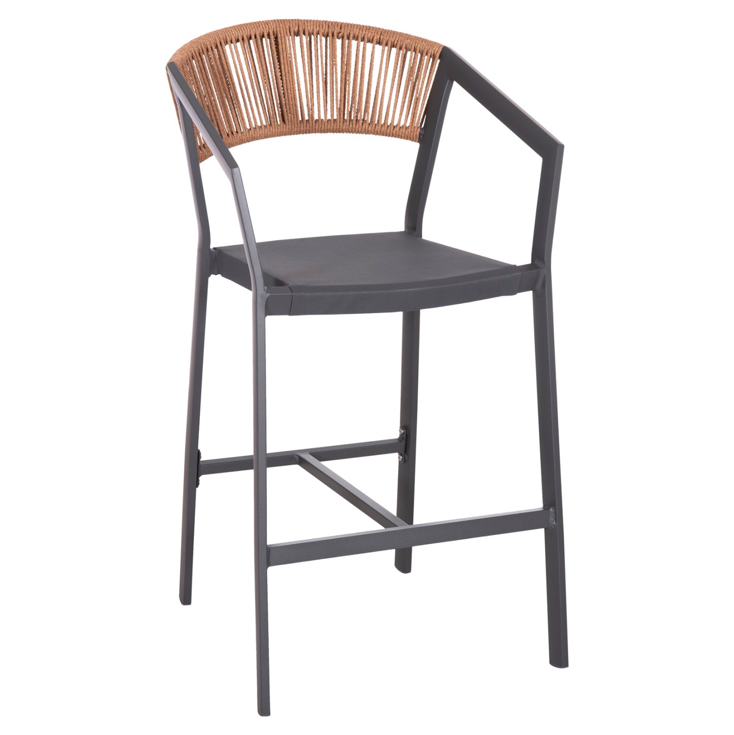 skampo-aloyminioy-anthraki-fb9589211-mes ΣΚΑΜΠΟ ΑΛΟΥΜΙΝΙΟΥ ΑΝΘΡΑΚΙ HM5892.11 ΜΕΣΑΙΟΥ ΥΨΟΥΣ ΜΕ ΜΠΡΑΤΣΑ RATTAN & TEXTLINE 55x56,5x99Yεκ. - Image 1