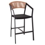 ΣΚΑΜΠΟ ΑΛΟΥΜΙΝΙΟΥ HM5892.15 ΜΕΣΑΙΟΥ ΥΨΟΥΣ RATTAN & TEXTLINE ΜΑΥΡΟ ΜΠΕΖ 55x56,5x99Υ