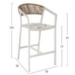 ΣΚΑΜΠΟ ΑΛΟΥΜΙΝΙΟΥ ΜΕ ΜΠΡΑΤΣΑ ΛΕΥΚΟ PE RATTAN ΠΛΑΤΗ TEXTLINE 56x58x105Y εκ.HM5892.02 - Image 2