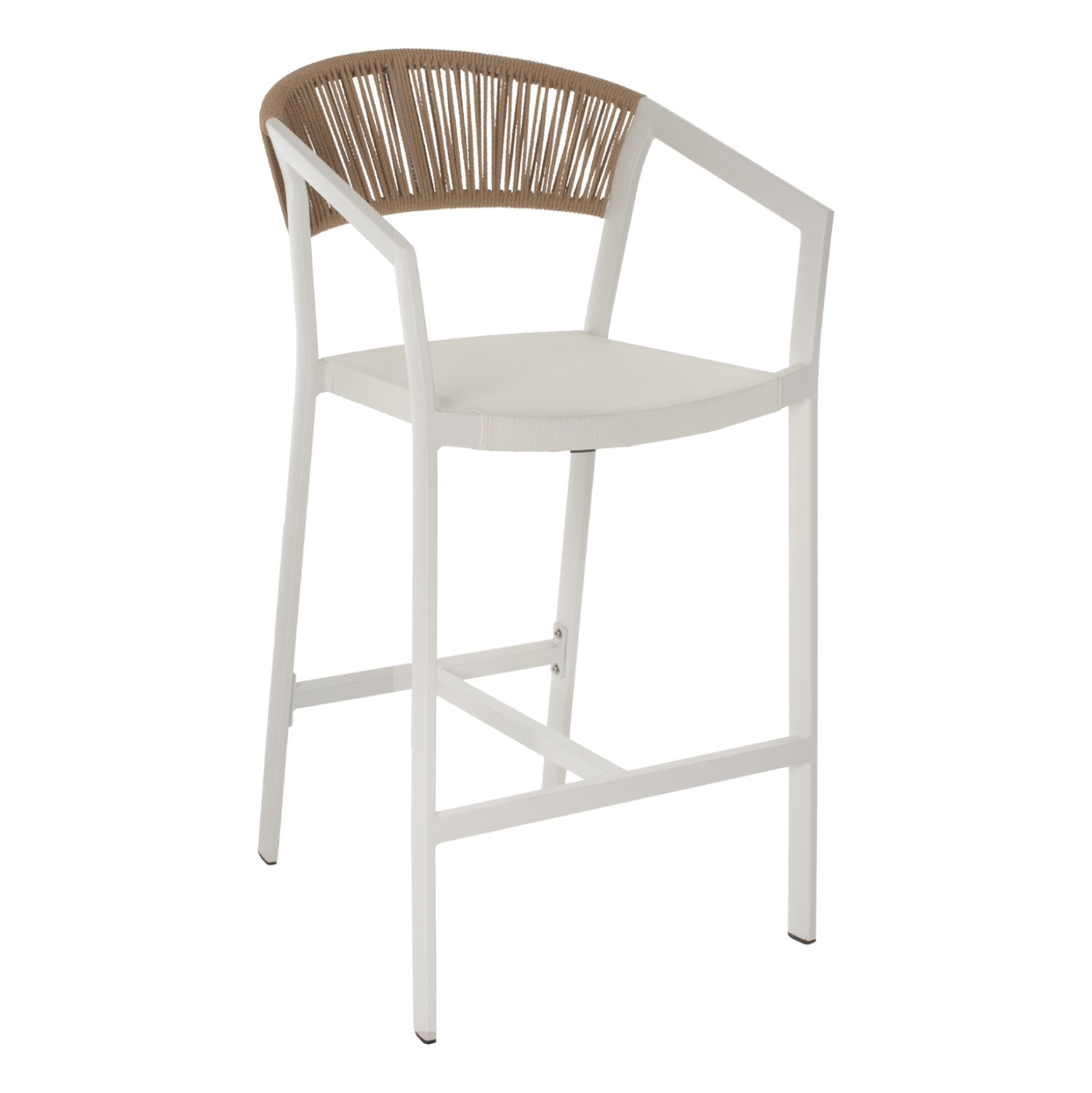 skampo-aloyminioy-me-mpratsa-leyko-pe-ra ΣΚΑΜΠΟ ΑΛΟΥΜΙΝΙΟΥ ΜΕ ΜΠΡΑΤΣΑ ΛΕΥΚΟ PE RATTAN ΠΛΑΤΗ TEXTLINE 56x58x105Y εκ.HM5892.02 - Image 1