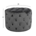 ΣΚΑΜΠΟ KASSIE  ΓΚΡΙ ΒΕΛΟΥΔΟ ΤΥΠΟΥ CHESTERFIELD HM8406.01 Φ60x43Υ εκ. - Image 2