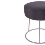 ΣΚΑΜΠΟ KARLO ΓΚΡΙ ΒΕΛΟΥΔΟ ΜΕ ΑΣΗΜΙ ΒΑΣΗ HM8411.01 Φ36x38Υ εκ. - Image 4