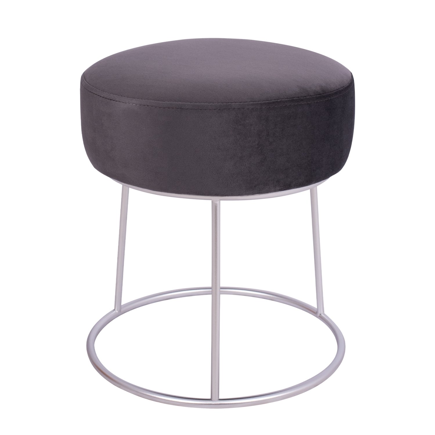 skampo-gkri-beloydo-me-asimi-basi-fb9841 ΣΚΑΜΠΟ KARLO ΓΚΡΙ ΒΕΛΟΥΔΟ ΜΕ ΑΣΗΜΙ ΒΑΣΗ HM8411.01 Φ36x38Υ εκ. - Image 1