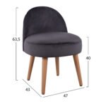 ΣΚΑΜΠΟ ΜΕ ΠΛΑΤΗ YASMINE ΓΚΡΙ ΒΕΛΟΥΔΟ HM8395.01  47x43x63,5Υ εκ.εκ. - Image 2