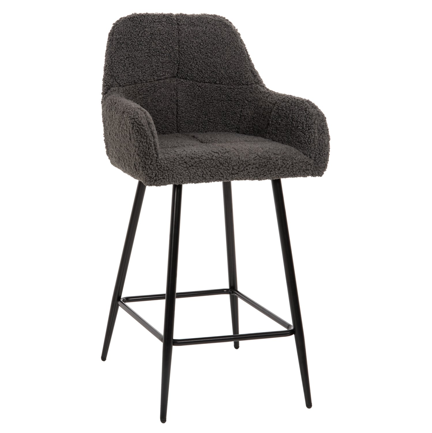 skampo-mesaioy-ypsoys-fb9859201-yfasma-t ΣΚΑΜΠΟ ΜΕΣΑΙΟΥ ΥΨΟΥΣ STRIKE HM8592.01 ΥΦΑΣΜΑ TEDDY ΓΚΡΙ-ΜΑΥΡΑ ΜΕΤΑΛΛΙΚΑ ΠΟΔΙΑ 50x50x94,5Υεκ. - Image 1