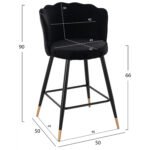 ΣΚΑΜΠΟ ΜΕΣΑΙΟΥ ΥΨΟΥΣ HM8736.04 VESNA ΒΕΛΟΥΔΟ ΜΑΥΡΟ ΜΕ ΜΕΤΑΛΛΙΚΟ ΣΚΕΛΕΤΟ 50x50x90 εκ. - Image 2