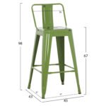 ΣΚΑΜΠΟ ΜΕΣΑΙΟΥ ΥΨΟΥΣ ΜΕΤΑΛΛΙΚΟ MELITA ΣΕ LIGHT OLIVE GREEN HM8574.13 42x42x98 εκ. - Image 2