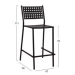 ΣΚΑΜΠΟ ΜΠΑΡ ΜΕΤΑΛΛΙΚΟ OLYMPIAS HM5528.01 ΣΕ ΜΑΥΡΗ ΑΠΟΧΡΩΣΗ 47x58x111 εκ. - Image 2