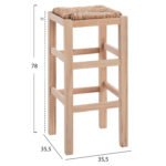 ΣΚΑΜΠΟ ΞΥΛΙΝΟ Χ.ΠΛΑΤΗ ΑΒΑΦΟ ΜΕ ΨΑΘΑ HM10378.02 35,5x35,5x78 εκ. - Image 2