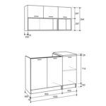 ΣΥΝΘΕΣΗ ΚΟΥΖΙΝΑΣ NIKLAUS ΜΕΛΑΜΙΝΗ ΓΚΡΙ ΜΕ ΠΑΓΚΟ ΛΕΥΚΟ HM2438.10 120x46-29,2 εκ. - Image 2