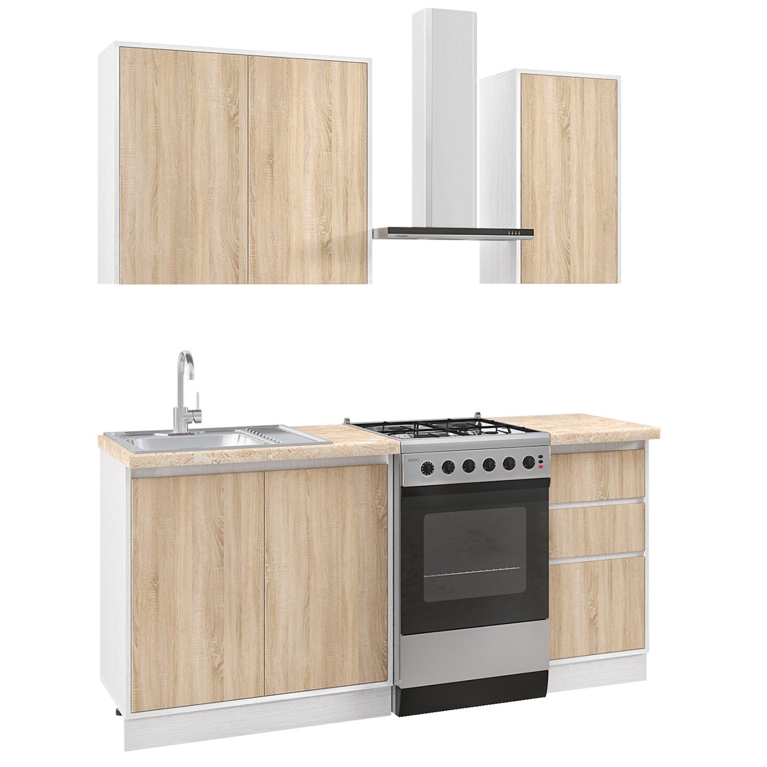 synthesi-koyzinas-melamini-sonama-kai-pa ΣΥΝΘΕΣΗ ΚΟΥΖΙΝΑΣ ΜΕΛΑΜΙΝΗ SONAMA ΚΑΙ ΠΑΓΚΟ ΜΠΕΖ ΜΑΡΜΑΡΟ 120x47x84,8Υεκ.HM2466.11 - Image 1