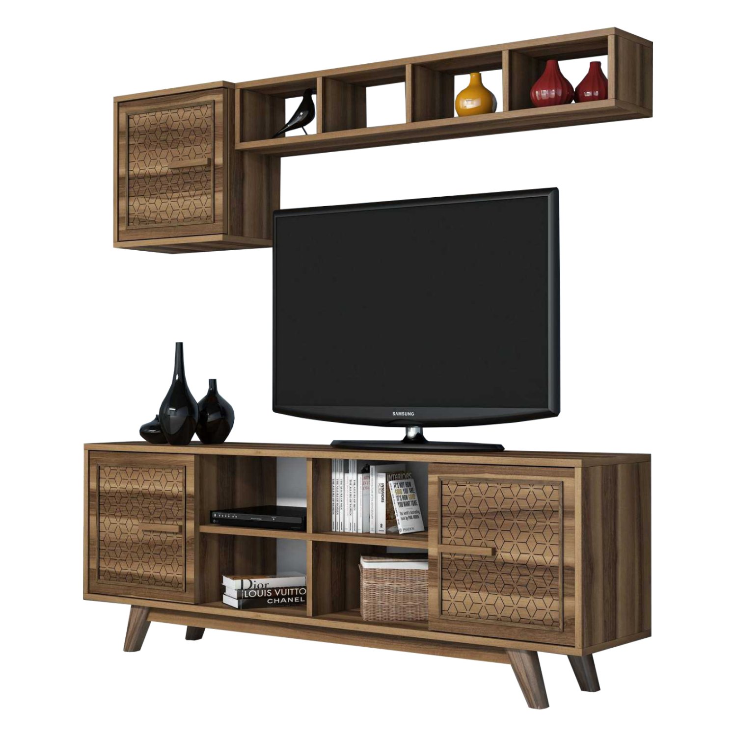 synthesi-tileorasis-melaminis-se-karydi- ΣΥΝΘΕΣΗ ΤΗΛΕΟΡΑΣΗΣ ΜΕΛΑΜΙΝΗΣ ΣΕ ΚΑΡΥΔΙ ΧΡΩΜΑ HM9516.01 160x35x56.2Y εκ. - Image 1