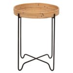 ΤΡΑΠΕΖΑΚΙ ΒΟΗΘΗΤΙΚΟ FLY HM7906 RATTAN ΦΥΣΙΚΟ ΧΡΩΜΑ-ΜΕΤΑΛΛΙΚΗ ΒΑΣΗ ΜΑΥΡΗ Φ40x53Yεκ. - Image 3