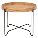 ΤΡΑΠΕΖΑΚΙ ΒΟΗΘΗΤΙΚΟ FLY HM7907 RATTAN ΦΥΣΙΚΟ ΧΡΩΜΑ-ΜΕΤΑΛΛΙΚΗ ΒΑΣΗ ΜΑΥΡΗ Φ50x40Υεκ. - Image 3