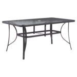 ΤΡΑΠΕΖΙ BRUNO 150X90Χ75Υεκ. ΜΕΤΑΛΛΙΚΟ ΟΡΘΟΓΩΝΙΟ ΓΚΡΙ ΜΕ ΤΡΥΠΑ ΟΜΠΡΕΛΑΣ Φ38  HM5145.11 - Image 4