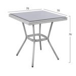 ΤΡΑΠΕΖΙ ΑΛΟΥΜΙΝΙΟΥ HARLOW 70X70X76 BAMBOO LOOK HM5568.01 ΛΕΥΚΗ ΠΑΤΙΝΑ ΜΕ ΓΥΑΛΙ - Image 2