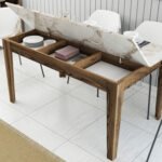 ΤΡΑΠΕΖΙ STANDARD HM9507.03 ΜΕΛΑΜΙΝΗ ΚΑΡΥΔΙ-ΛΕΥΚΟ ΜΑΡΜΑΡΟ ΜΕ ΑΠΟΘ.ΧΩΡΟ 145x88x75Yεκ. - Image 6