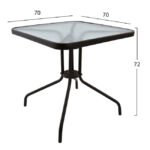 ΤΡΑΠΕΖΙ ΕΞΩΤ.ΧΩΡΟΥ FIGO HM5036.02 ΜΕΤΑΛΛΟ ΚΑΦΕ- ΓΥΑΛΙΝΗ ΕΠΙΦΑΝΕΙΑ 70Χ70Χ72Υεκ - Image 2