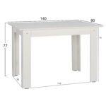 ΤΡΑΠΕΖΙ ΚΟΥΖΙΝΑΣ KELVIN 140x80x77Υεκ. ΛΕΥΚΟ HM2429.03 - Image 2