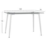 ΤΡΑΠΕΖΙ ΚΟΥΖΙΝΑΣ ΜΕΤΑΛΛΙΚΟ IDELLA ΛΕΥΚΟ ΜΑΤ ΜΕ ΓΥΑΛΙ HM8498.03 120X70X75Υ εκ. - Image 2