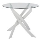 ΤΡΑΠΕΖΙ ΚΟΥΖΙΝΑΣ ΣΤΡΟΓΓΥΛΟ ΜΕΤΑΛ. JAFARU ΛΕΥΚΟ-ΓΥΑΛΙ ΑΣΦΑΛΕΙΑΣ Φ90X75Yεκ.HM8499.03 - Image 2