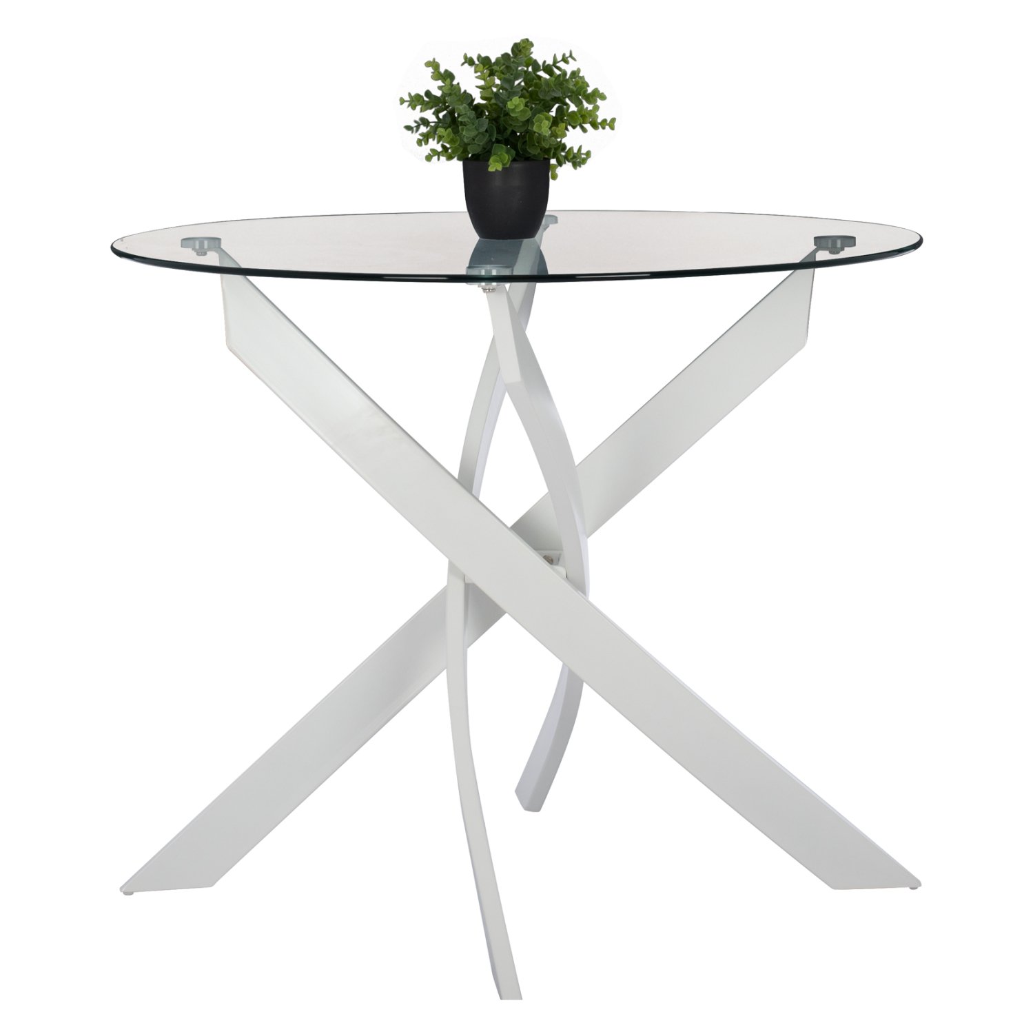 trapezi-koyzinas-stroggylo-metal-leyko-g ΤΡΑΠΕΖΙ ΚΟΥΖΙΝΑΣ ΣΤΡΟΓΓΥΛΟ ΜΕΤΑΛ. JAFARU ΛΕΥΚΟ-ΓΥΑΛΙ ΑΣΦΑΛΕΙΑΣ Φ90X75Yεκ.HM8499.03 - Image 1