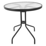 ΤΡΑΠΕΖΙ LIMA Φ70Χ70Υεκ.ΜΕΤΑΛΛΙΚΟ ΓΚΡΙ ΜΕ ΓΥΑΛΙΝΗ ΕΠΙΦΑΝΕΙΑ HM5146.01 - Image 3