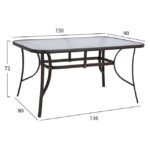 ΤΡΑΠΕΖΙ BRUNO 150X90Χ72Υεκ. ΚΑΦΕ ΜΕΤΑΛΛΙΚΟ ΜΕ ΓΥΑΛΙΝΗ ΕΠΙΦΑΝΕΙΑ HM5145.02 - Image 2