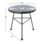 ΤΡΑΠΕΖΙ ΜΕΤΑΛΛΙΚΟ ALLEGRA ΜΕ WICKER ΣΕ ΜΑΥΡΗ ΑΠΟΧΡΩΣΗ ΚΑΙ ΓΥΑΛΙ HM5459.02  Φ45x46εκ - Image 2