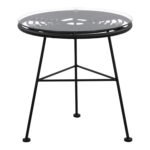 ΤΡΑΠΕΖΙ ΜΕΤΑΛΛΙΚΟ ALLEGRA ΜΕ WICKER ΣΕ ΜΑΥΡΗ ΑΠΟΧΡΩΣΗ ΚΑΙ ΓΥΑΛΙ HM5459.02  Φ45x46εκ - Image 3