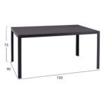 ΤΡΑΠΕΖΙ ΜΕΤΑΛΛΙΚΟ OFER ΟΡΘΟΓΩΝΙΟ ΓΚΡΙ ΜΕ ΓΥΑΛΙ ΓΚΡΙ 150X90Χ75Υεκ. HM5767.01 - Image 2