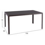 ΤΡΑΠΕΖΙ ΜΕΤΑΛΛΙΚΟ OFER ΟΡΘΟΓΩΝΙΟ ΚΑΦΕ ΜΕ ΓΥΑΛΙ ΚΑΦΕ 150X90Χ75Υεκ. HM5767.02 - Image 2