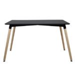 ΤΡΑΠΕΖΙ HM8697.02 MINIMAL, μαύρο MDF, ξύλινα πόδια οξιά, 160Χ90X74Υεκ. - Image 2