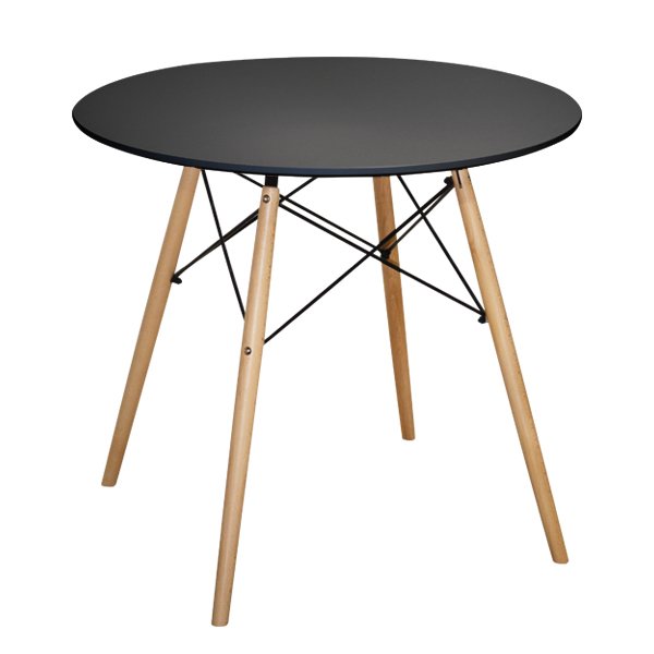 trapezi-minimal-hm005902-mayro-f80-me-xy ΤΡΑΠΕΖΙ MINIMAL ΣΤΡΟΓΓΥΛΟ HM0059.02 MDF ΣΕ ΜΑΥΡΟ-ΠΟΔΙΑ ΟΞΙΑΣ ΦΥΣΙΚΟ Φ80Χ72Υεκ. - Image 1