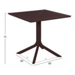 ΤΡΑΠΕΖΙ ΠΟΛΥΠΡΟΠΥΛΕΝΙΟΥ ΤΕΤΡΑΓΩΝΟ LUNAR HM5930.13 ΚΑΦΕ 80x80x75Yεκ. - Image 2