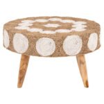 ΤΡΑΠΕΖΙ ΣΑΛΟΝΙΟΥ HM7825 ΞΥΛΟ ΤΕΑΚ ΚΑΙ SEAGRASS ΣΕ ΦΥΣΙΚΟ & ΛΕΥΚΟ Φ81x45Υεκ. - Image 3