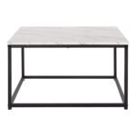 ΤΡΑΠΕΖΙ ΣΑΛΟΝΙΟΥ BRAYLEN HM8942.12 ΜΕΛΑΜΙΝΗ ΛΕΥΚΟ ΜΑΡΜΑΡΟ-ΜΑΥΡΗ ΒΑΣΗ 75x75x43Υεκ. - Image 3